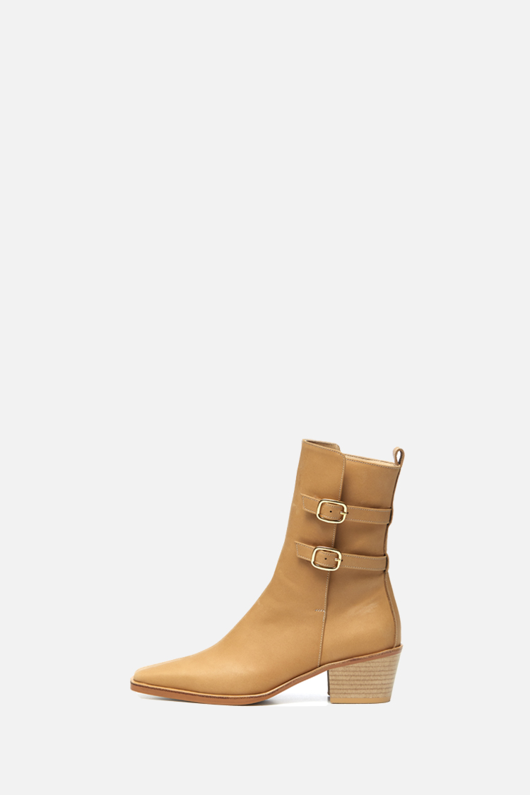 BUCKLE ANKLE BOOTS - NATURAL