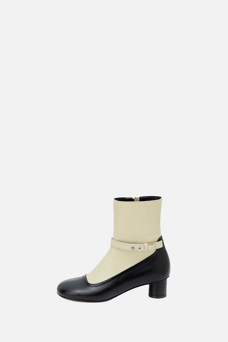 2-in-1 Ankle Boots - beige + black 5cm
